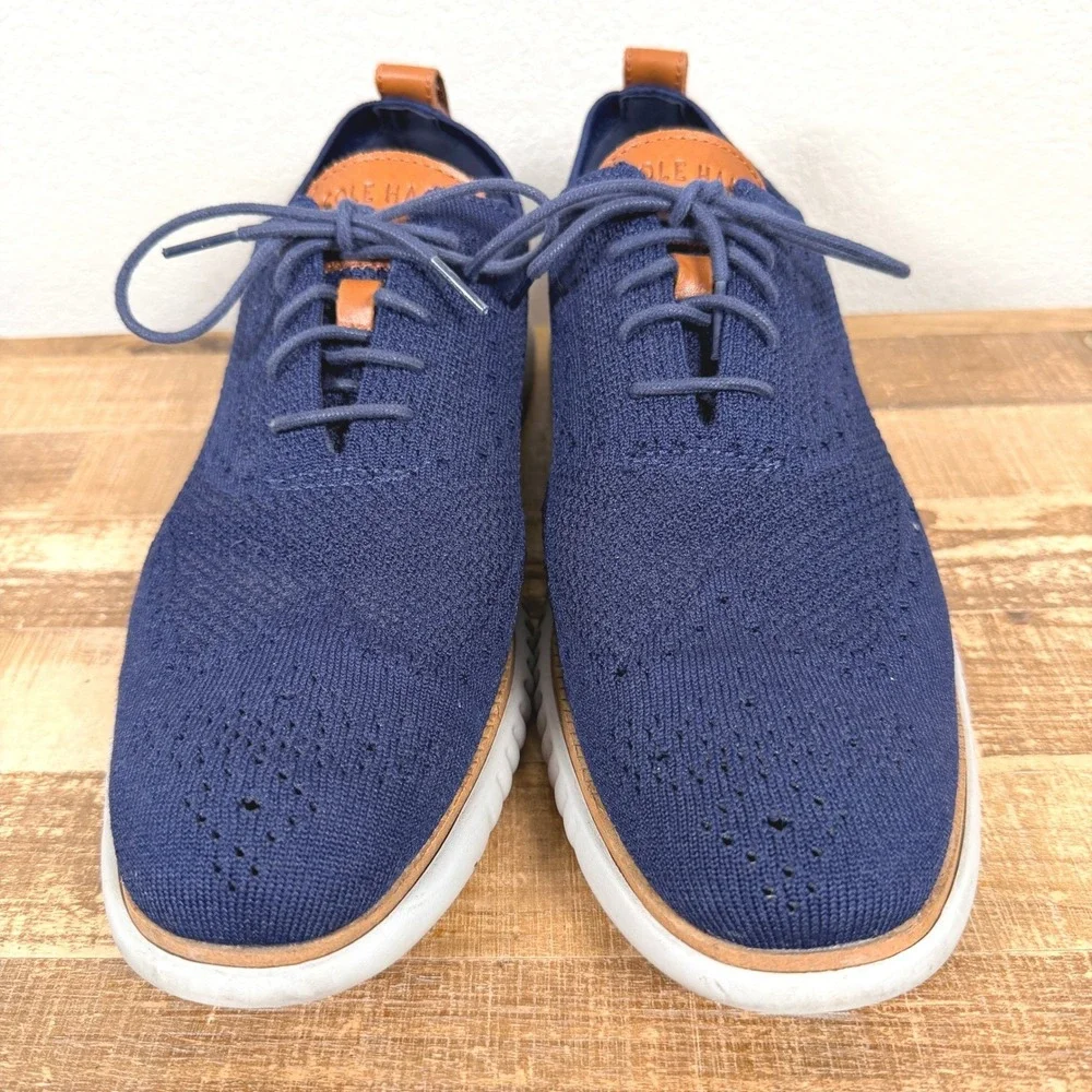 Cole Haan Zerogrand Stitchlite Oxford Shoes Mens 10M Navy Blue Wingtip C27569